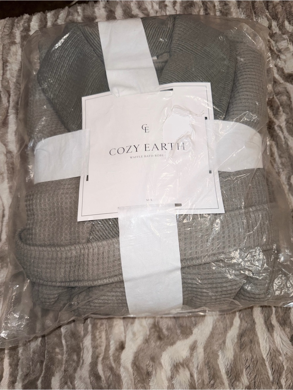 COZY EARTH Waffle Bath Robe - Light Gray
